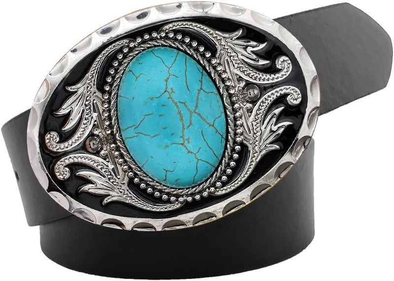 YOQUCOL Vintage American Western Cowboy Turquoise,Stone Belt Buckle for Men - Image 2